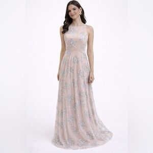 Jump Pink‎ Tulle Glitter Maxi Prom Dress